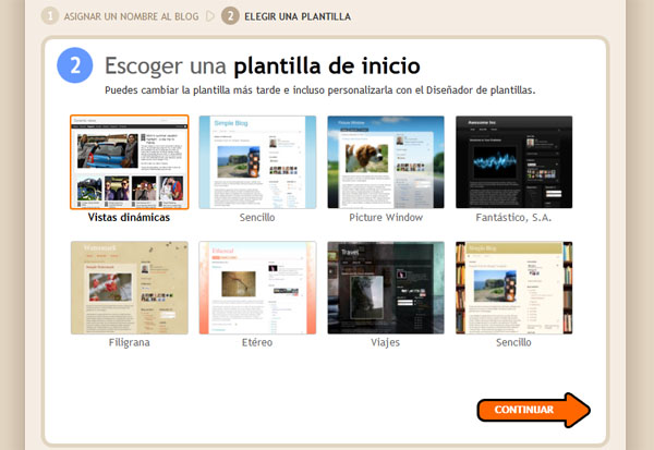 elegir plantilla para el blog