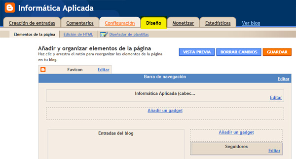 diseño de plantilla en Blogger