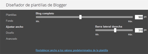 cambiar el ancho de plantilla en Blogger