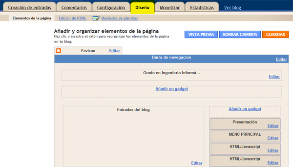 agregar un gadget en Google Blogs (Blogger)